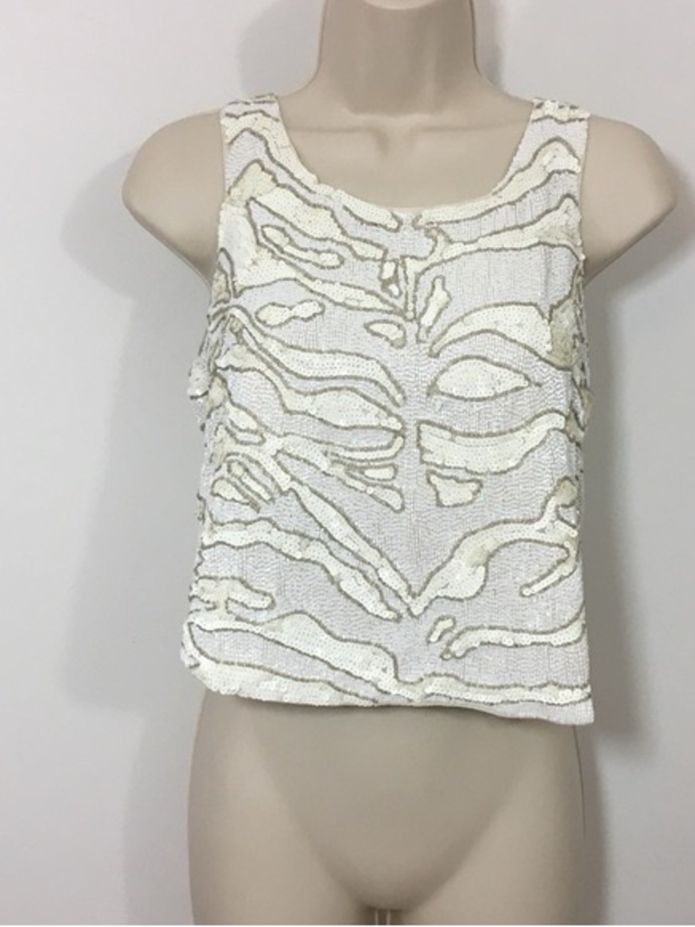 Parker Cream Beaded Sleeveless Crop Tank